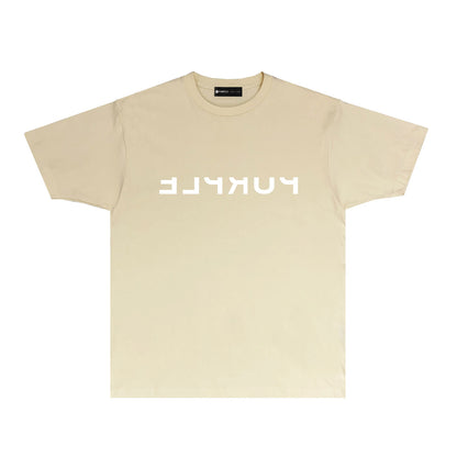 Purple Reversed Letter Graphic T-Shirt Short Sleeve Casual Streetwear Tee PUR064