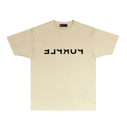 Purple Reversed Letter Graphic T-Shirt Short Sleeve Casual Streetwear Tee PUR064