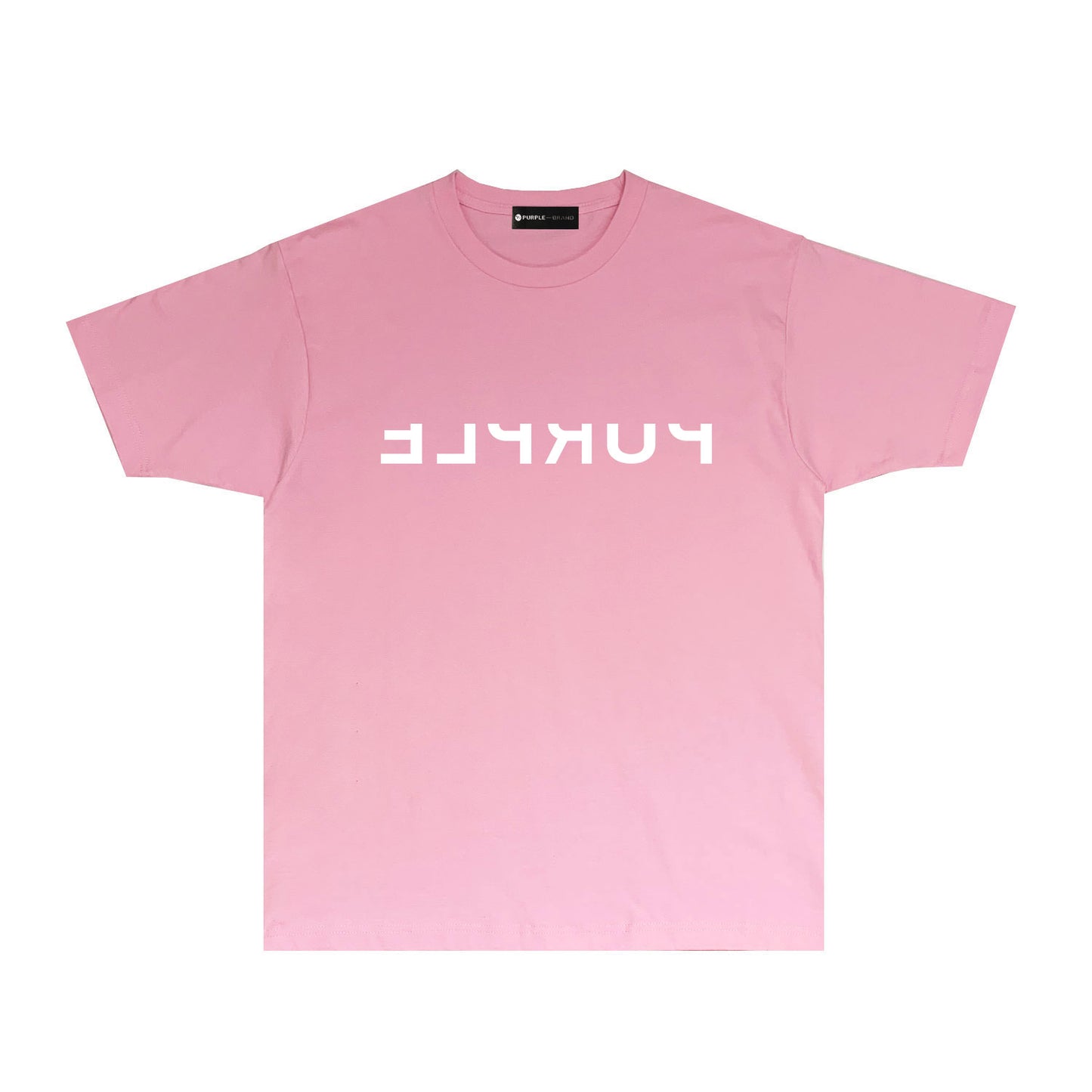 Purple Reversed Letter Graphic T-Shirt Short Sleeve Casual Streetwear Tee PUR064