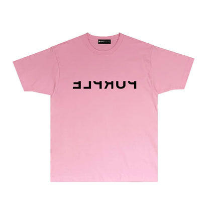 Purple Reversed Letter Graphic T-Shirt Short Sleeve Casual Streetwear Tee PUR064