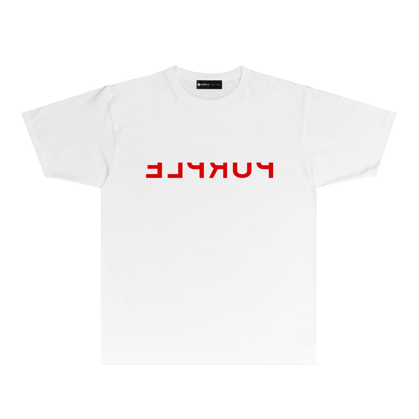 Purple Reversed Letter Graphic T-Shirt Short Sleeve Casual Streetwear Tee PUR064
