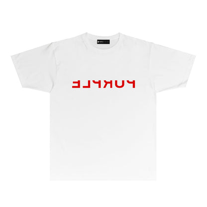 Purple Reversed Letter Graphic T-Shirt Short Sleeve Casual Streetwear Tee PUR064