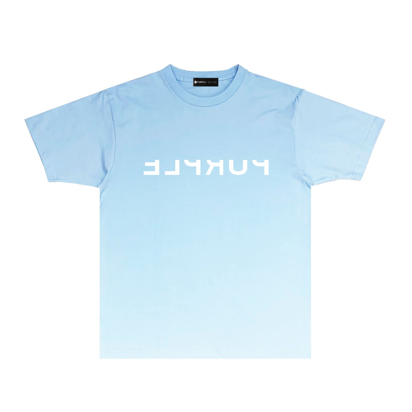 Purple Reversed Letter Graphic T-Shirt Short Sleeve Casual Streetwear Tee PUR064