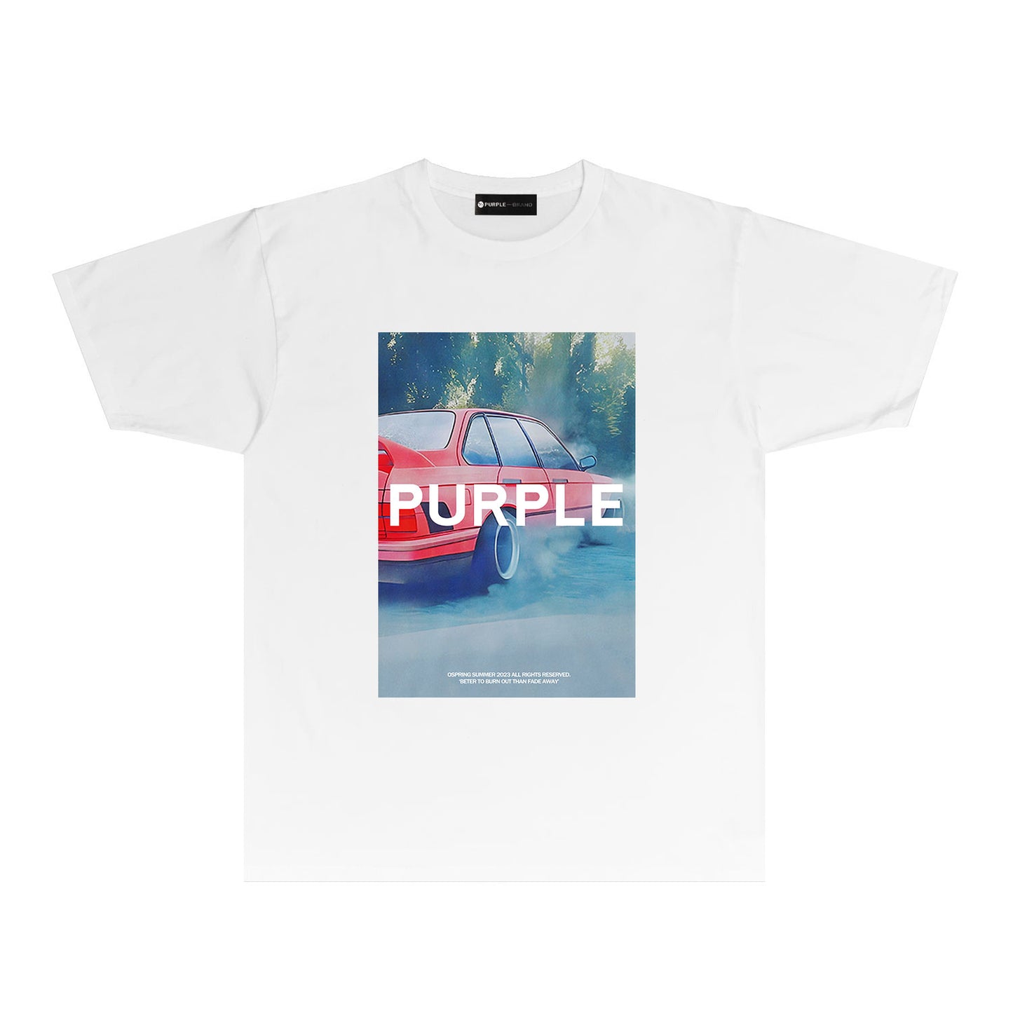 Purple Foggy Car Graphic T-Shirt Short Sleeve Casual Streetwear Tee PUR067
