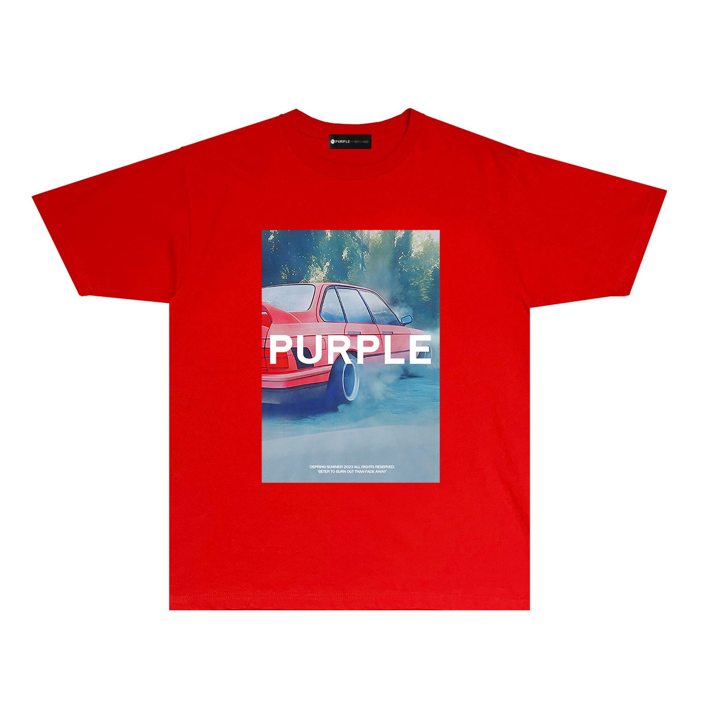 Purple Foggy Car Graphic T-Shirt Short Sleeve Casual Streetwear Tee PUR067