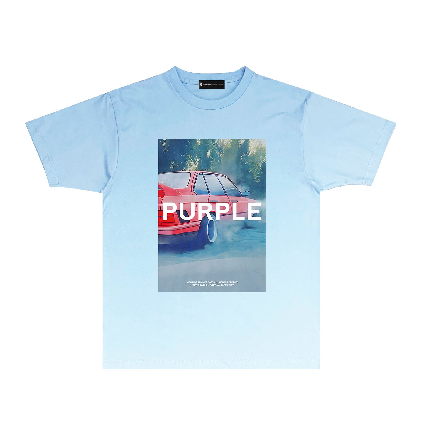 Purple Foggy Car Graphic T-Shirt Short Sleeve Casual Streetwear Tee PUR067