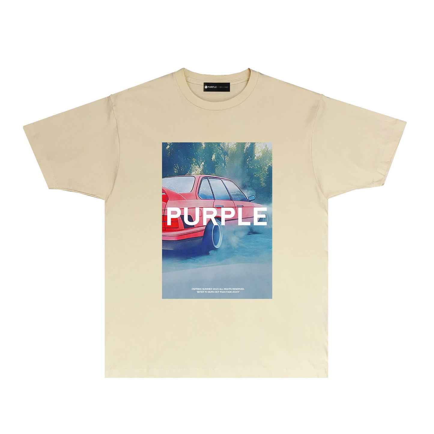 Purple Foggy Car Graphic T-Shirt Short Sleeve Casual Streetwear Tee PUR067