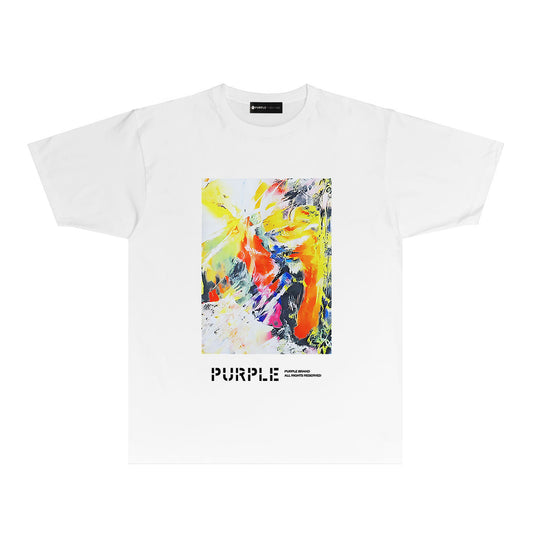 Purple Ink Colorful Graphic T-Shirt Short Sleeve Casual Streetwear Tee PUR068