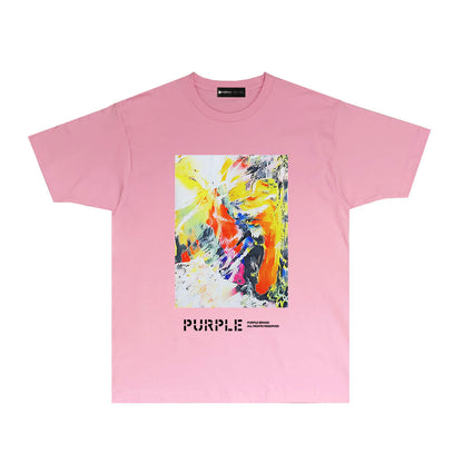 Purple Ink Colorful Graphic T-Shirt Short Sleeve Casual Streetwear Tee PUR068