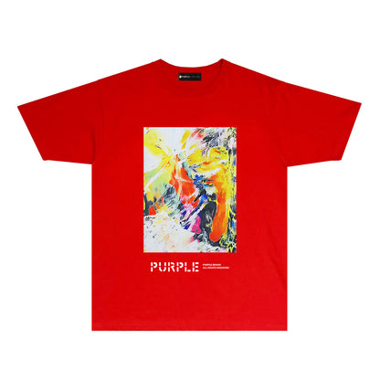 Purple Ink Colorful Graphic T-Shirt Short Sleeve Casual Streetwear Tee PUR068