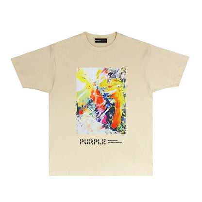 Purple Ink Colorful Graphic T-Shirt Short Sleeve Casual Streetwear Tee PUR068
