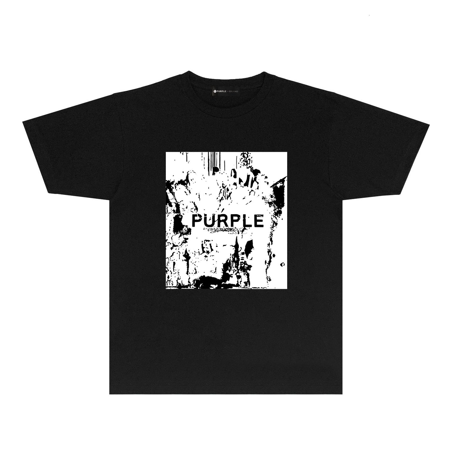 Purple Black White Negative Graphic T-Shirt Short Sleeve Casual Streetwear Tee PUR069