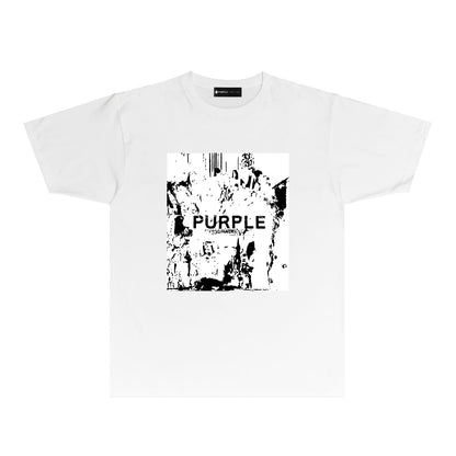 Purple Black White Negative Graphic T-Shirt Short Sleeve Casual Streetwear Tee PUR069