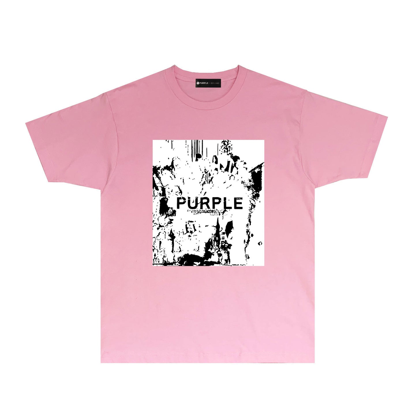Purple Black White Negative Graphic T-Shirt Short Sleeve Casual Streetwear Tee PUR069