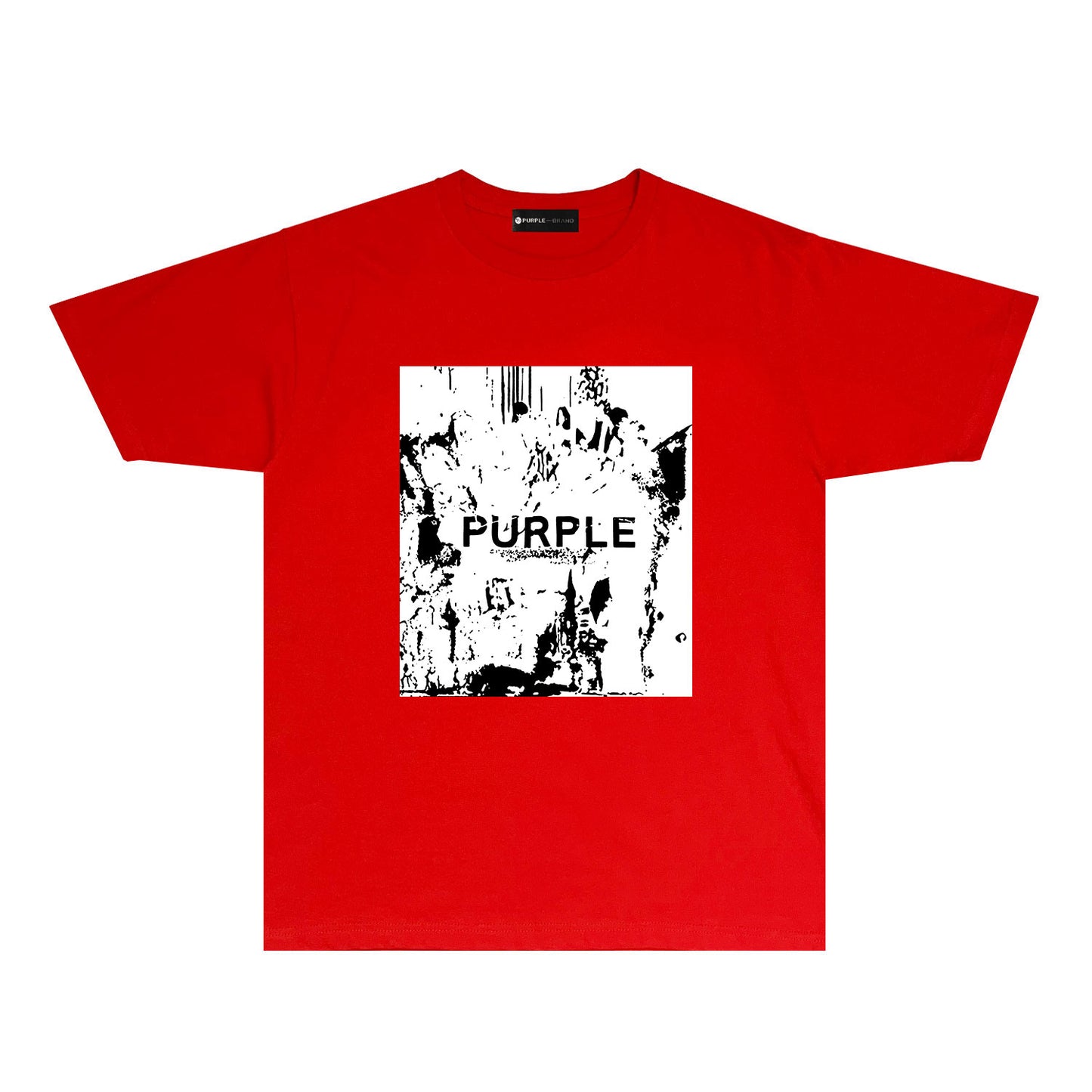 Purple Black White Negative Graphic T-Shirt Short Sleeve Casual Streetwear Tee PUR069