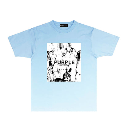 Purple Black White Negative Graphic T-Shirt Short Sleeve Casual Streetwear Tee PUR069