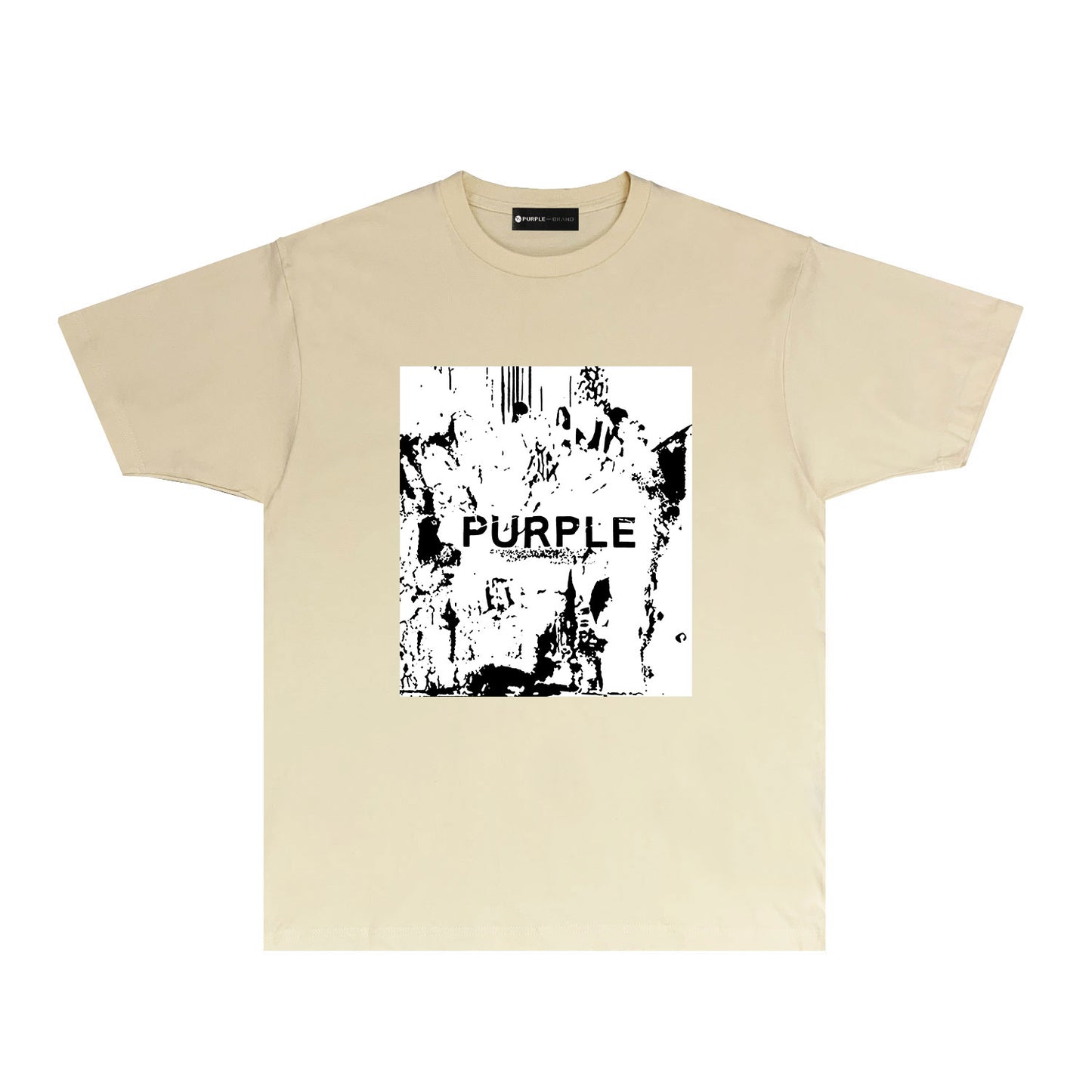 Purple Black White Negative Graphic T-Shirt Short Sleeve Casual Streetwear Tee PUR069