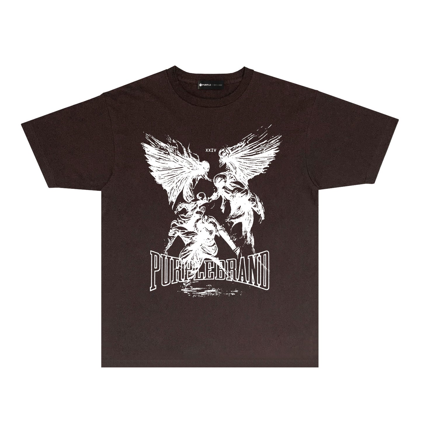 Purple Winged Ghost Graphic T-Shirt Short Sleeve Casual Streetwear Tee PUR072
