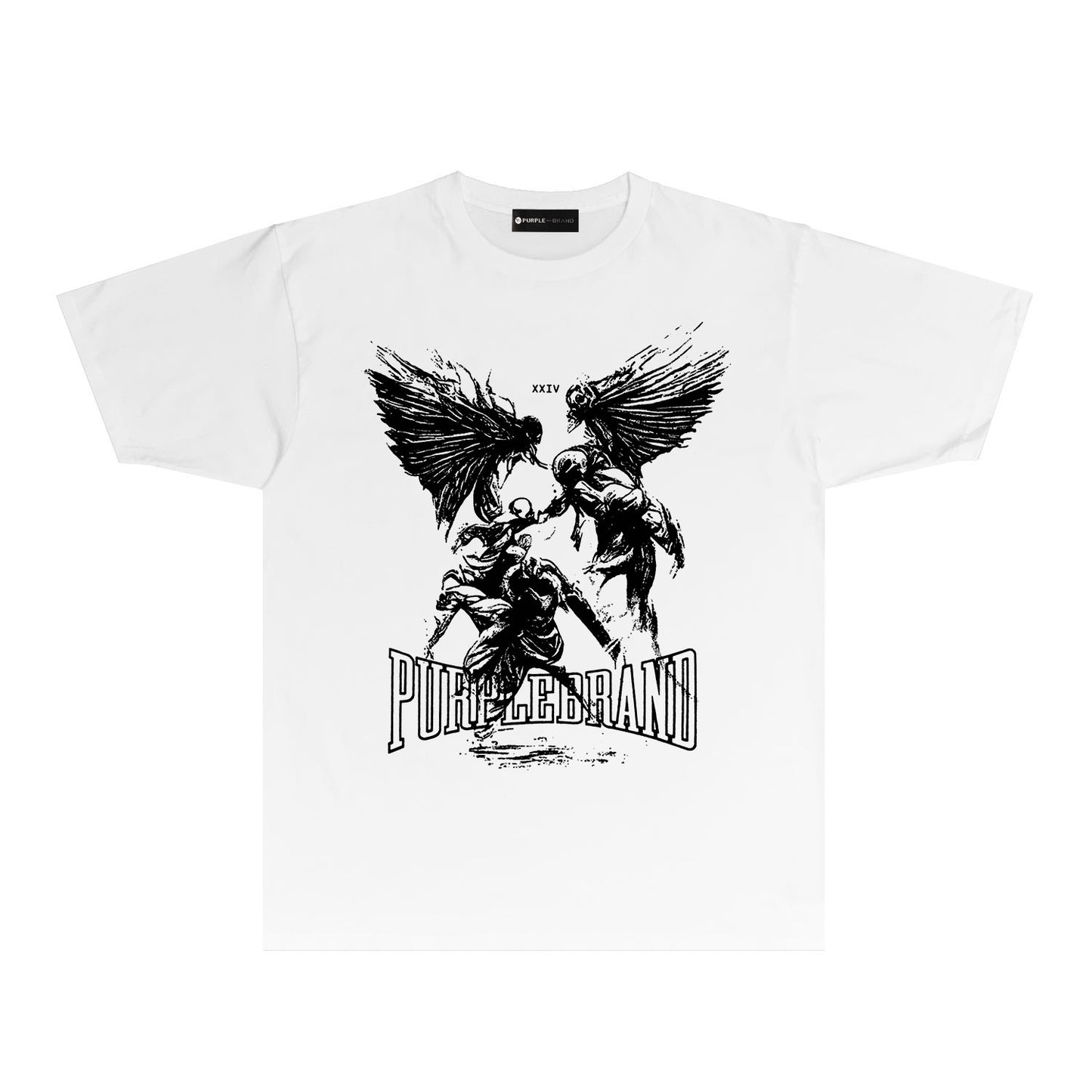 Purple Winged Ghost Graphic T-Shirt Short Sleeve Casual Streetwear Tee PUR072