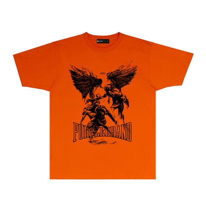 Purple Winged Ghost Graphic T-Shirt Short Sleeve Casual Streetwear Tee PUR072