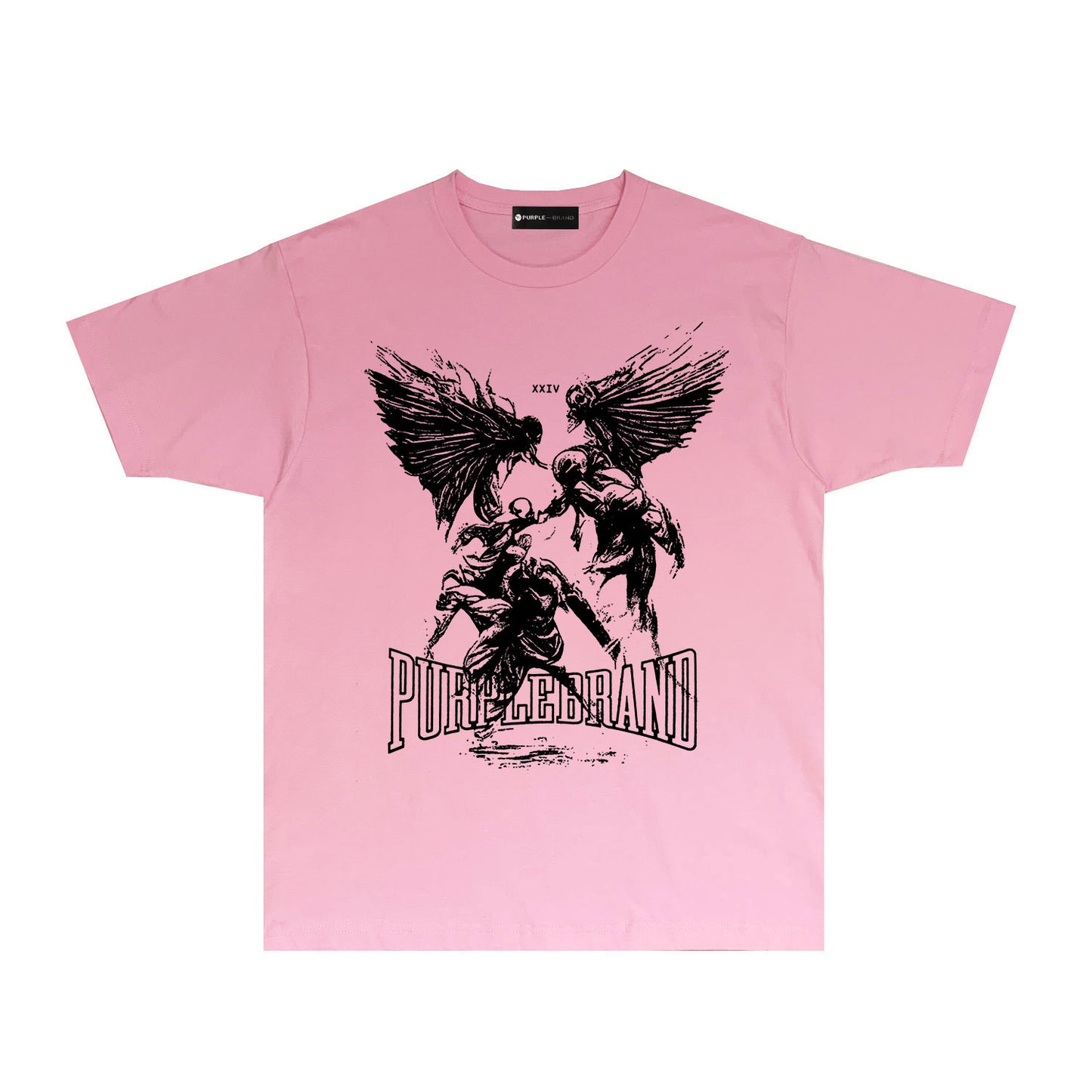 Purple Winged Ghost Graphic T-Shirt Short Sleeve Casual Streetwear Tee PUR072