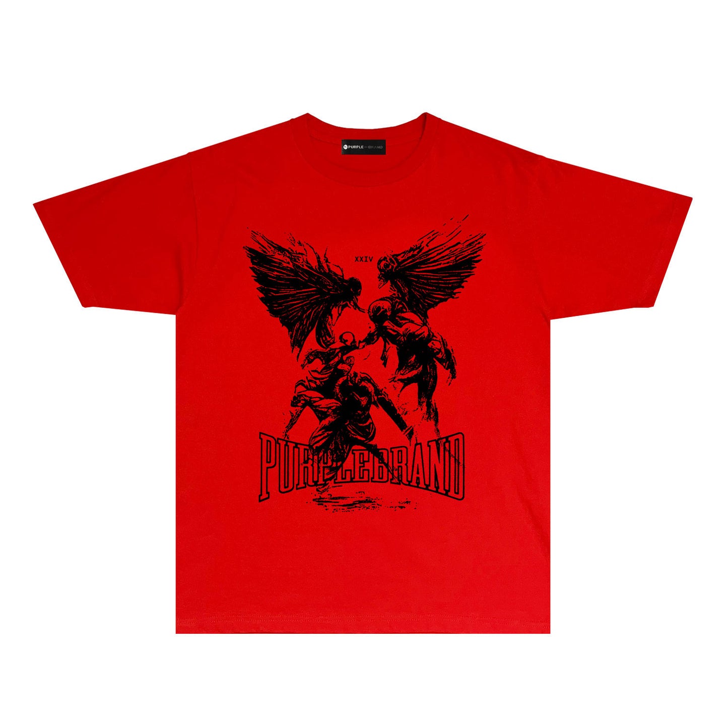 Purple Winged Ghost Graphic T-Shirt Short Sleeve Casual Streetwear Tee PUR072