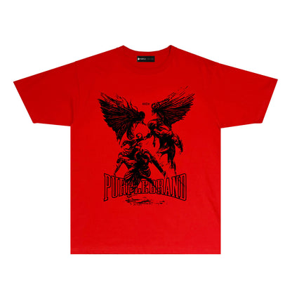 Purple Winged Ghost Graphic T-Shirt Short Sleeve Casual Streetwear Tee PUR072