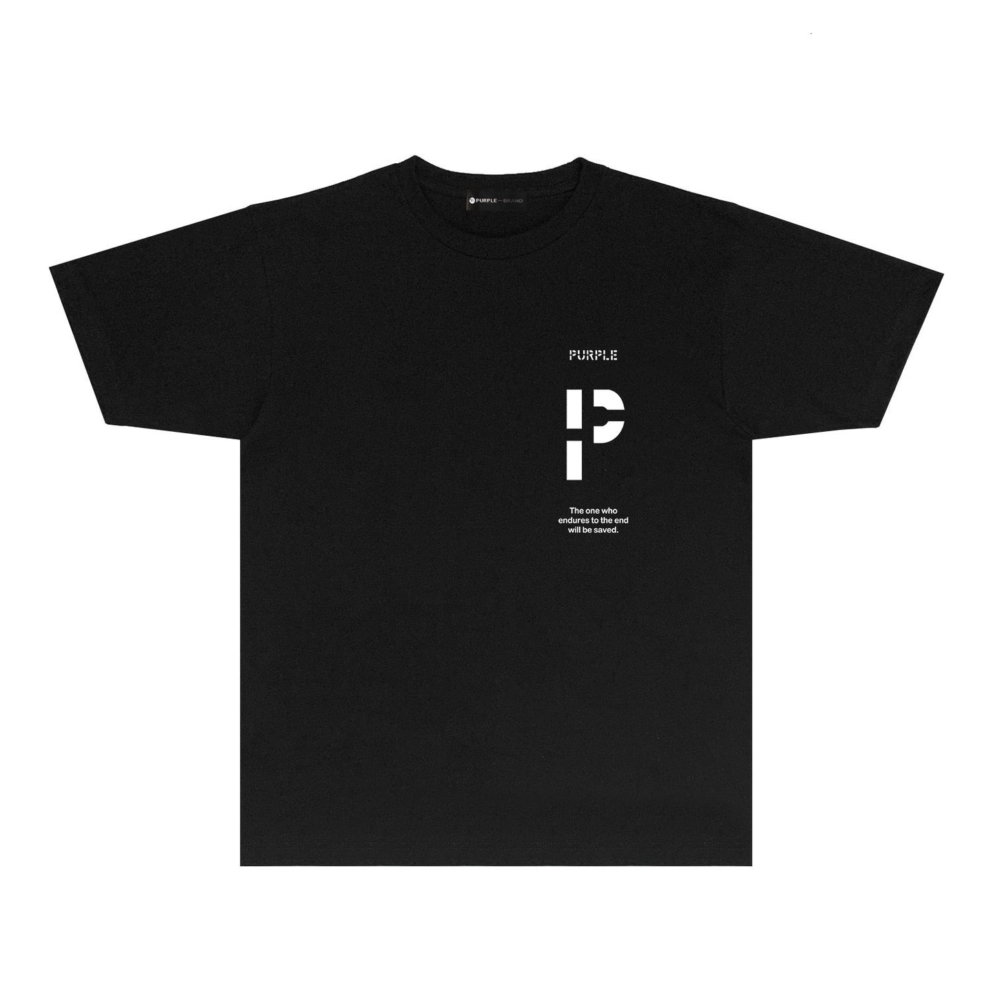 Purple Vertical Cut Letter Graphic T-Shirt Short Sleeve Casual Streetwear Tee PUR075