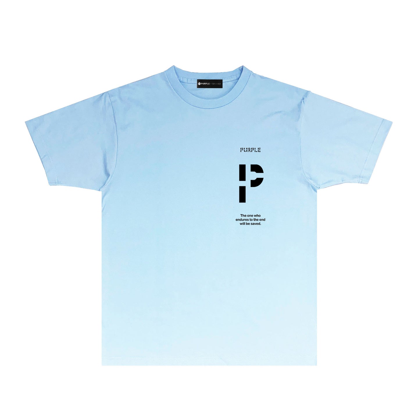 Purple Vertical Cut Letter Graphic T-Shirt Short Sleeve Casual Streetwear Tee PUR075