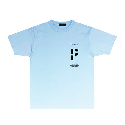 Purple Vertical Cut Letter Graphic T-Shirt Short Sleeve Casual Streetwear Tee PUR075