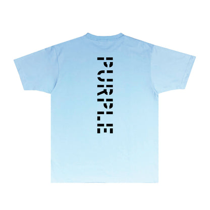 Purple Vertical Cut Letter Graphic T-Shirt Short Sleeve Casual Streetwear Tee PUR075