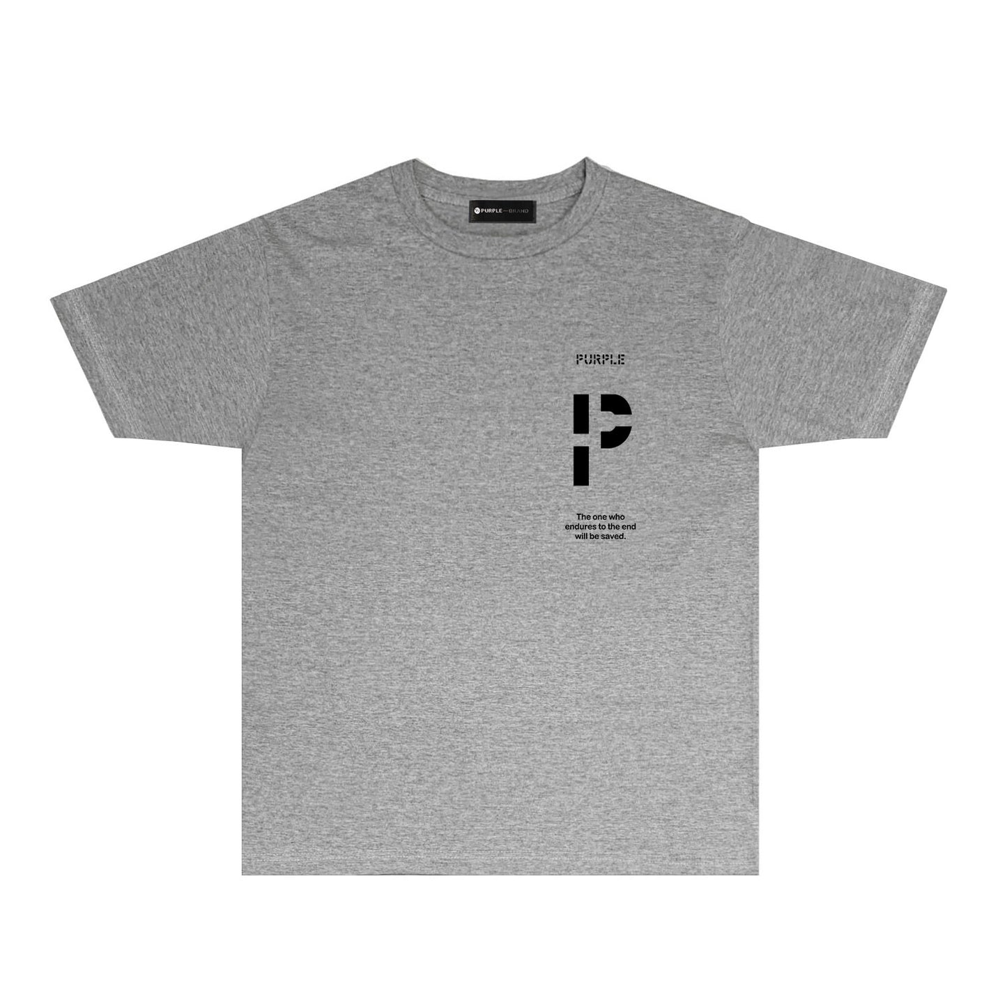 Purple Vertical Cut Letter Graphic T-Shirt Short Sleeve Casual Streetwear Tee PUR075