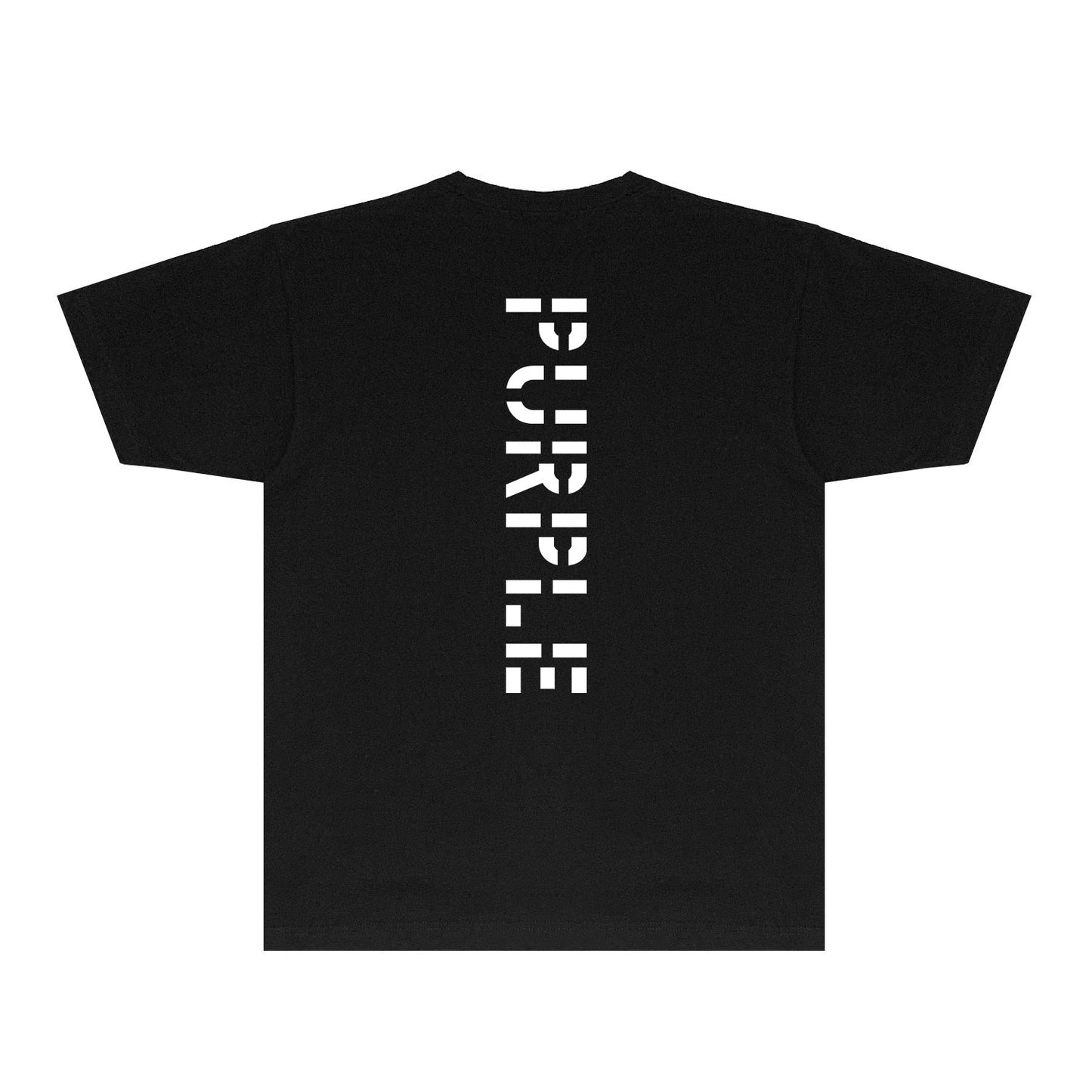 Purple Vertical Cut Letter Graphic T-Shirt Short Sleeve Casual Streetwear Tee PUR075