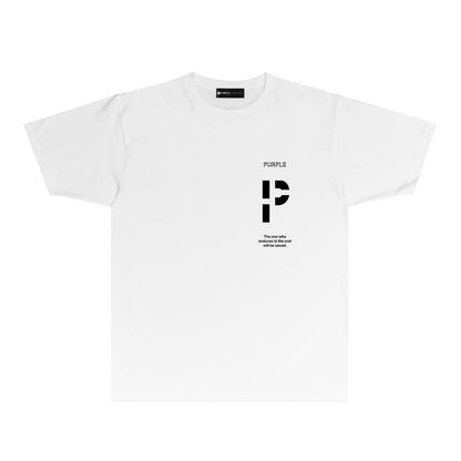 Purple Vertical Cut Letter Graphic T-Shirt Short Sleeve Casual Streetwear Tee PUR075