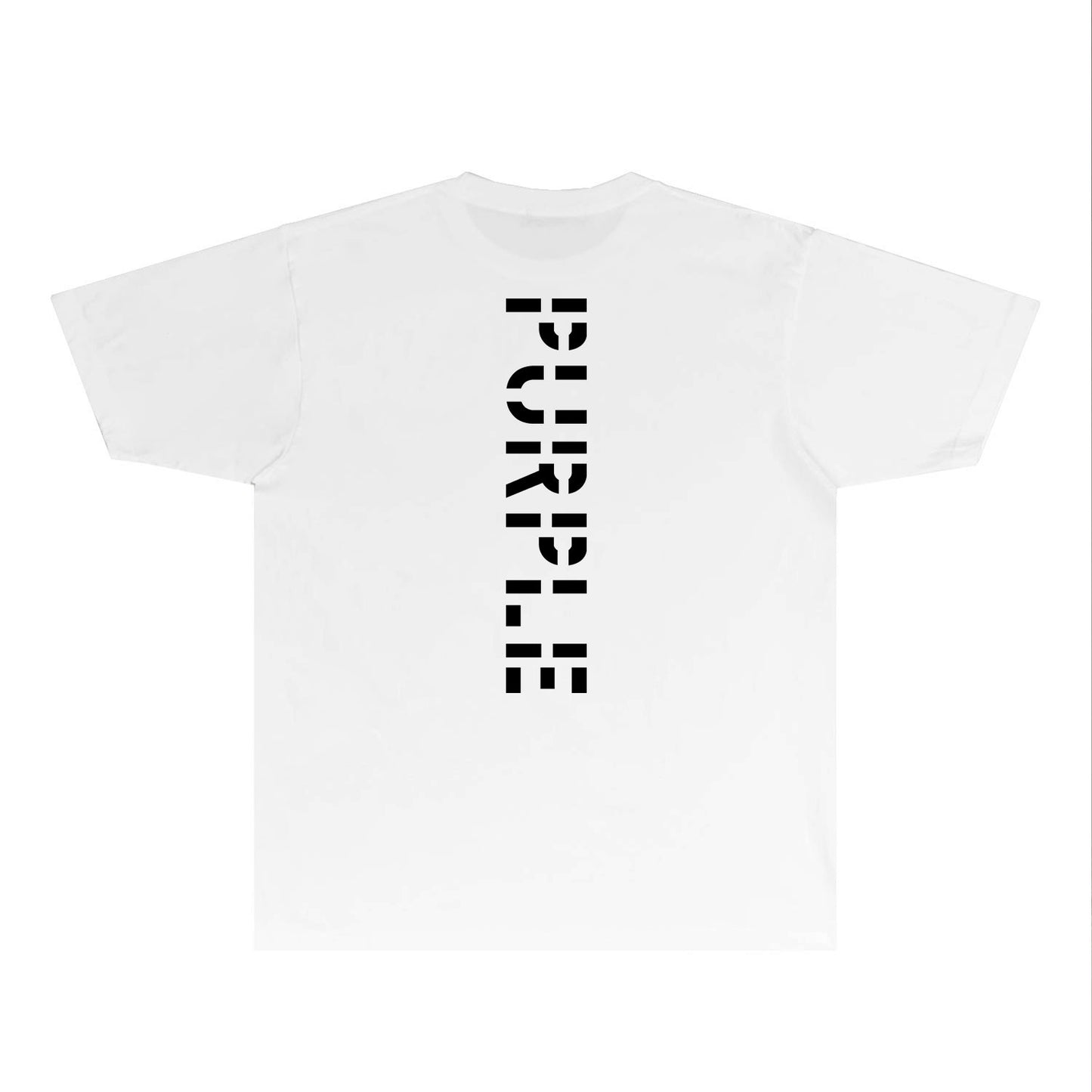 Purple Vertical Cut Letter Graphic T-Shirt Short Sleeve Casual Streetwear Tee PUR075