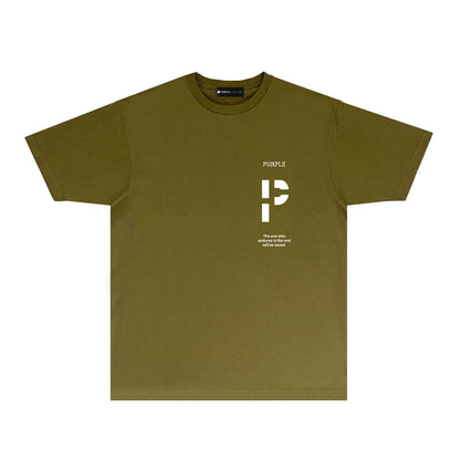 Purple Vertical Cut Letter Graphic T-Shirt Short Sleeve Casual Streetwear Tee PUR075