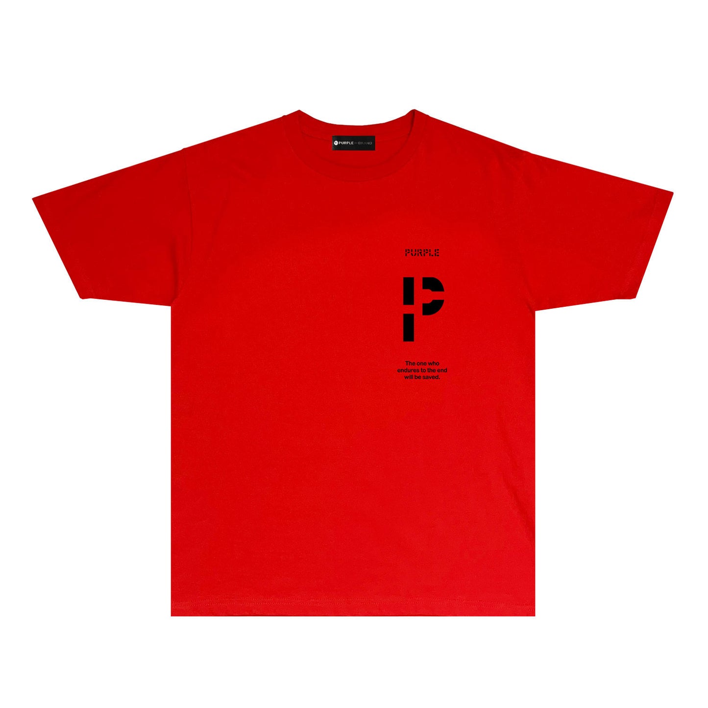 Purple Vertical Cut Letter Graphic T-Shirt Short Sleeve Casual Streetwear Tee PUR075
