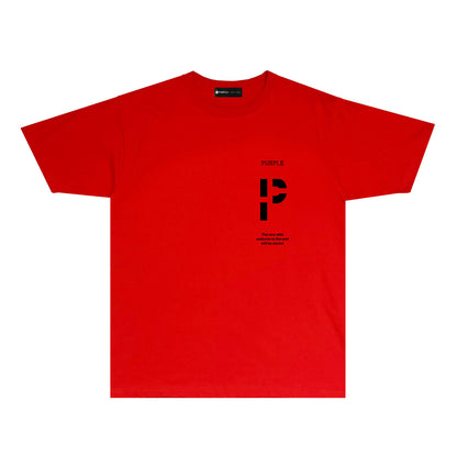 Purple Vertical Cut Letter Graphic T-Shirt Short Sleeve Casual Streetwear Tee PUR075