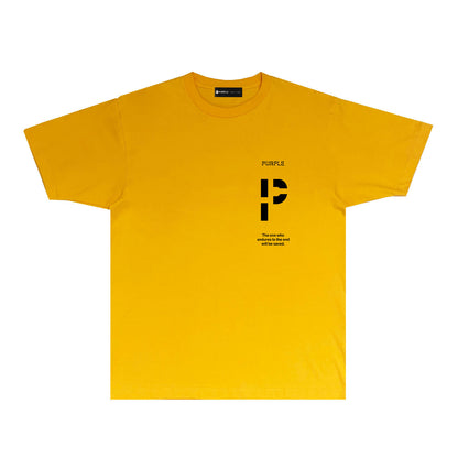 Purple Vertical Cut Letter Graphic T-Shirt Short Sleeve Casual Streetwear Tee PUR075