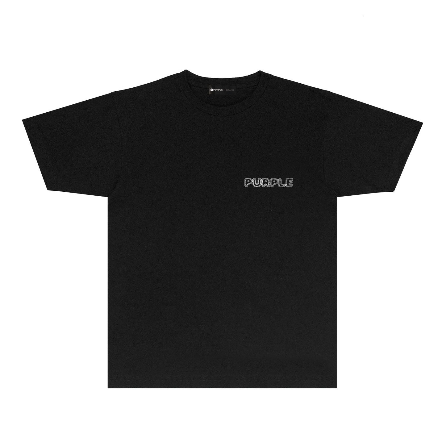 Purple Line Vertical Letter Graphic T-Shirt Short Sleeve Casual Streetwear Tee PUR076