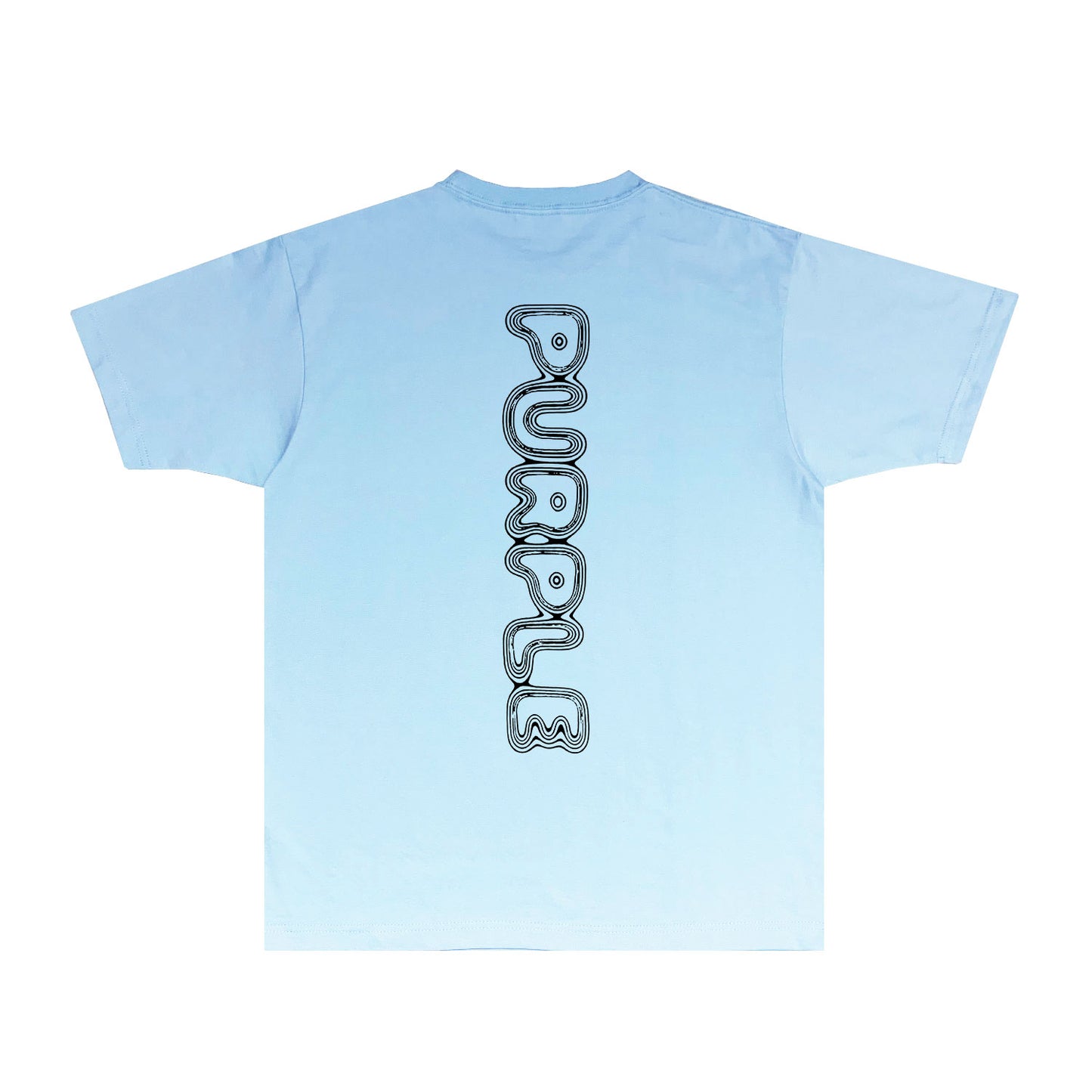 Purple Line Vertical Letter Graphic T-Shirt Short Sleeve Casual Streetwear Tee PUR076