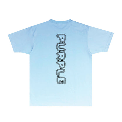 Purple Line Vertical Letter Graphic T-Shirt Short Sleeve Casual Streetwear Tee PUR076