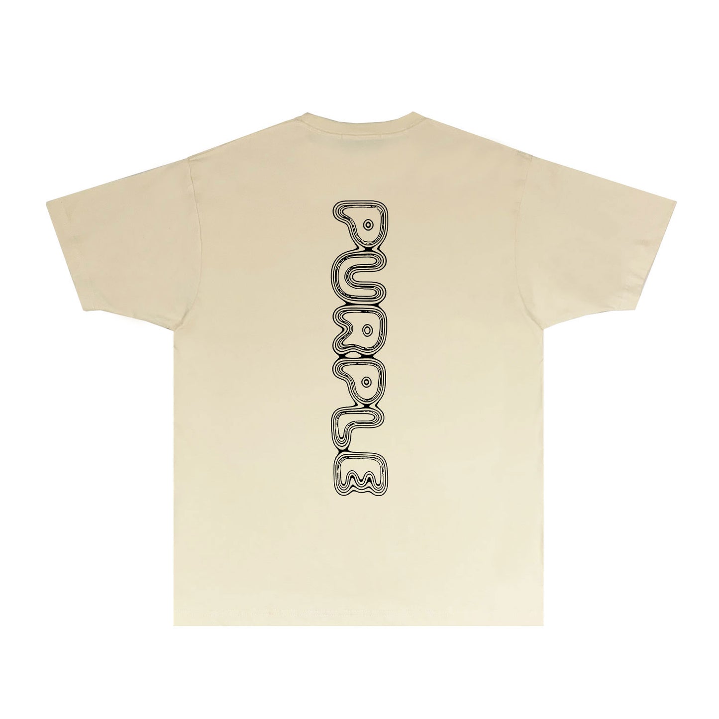 Purple Line Vertical Letter Graphic T-Shirt Short Sleeve Casual Streetwear Tee PUR076