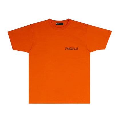 Purple Line Vertical Letter Graphic T-Shirt Short Sleeve Casual Streetwear Tee PUR076