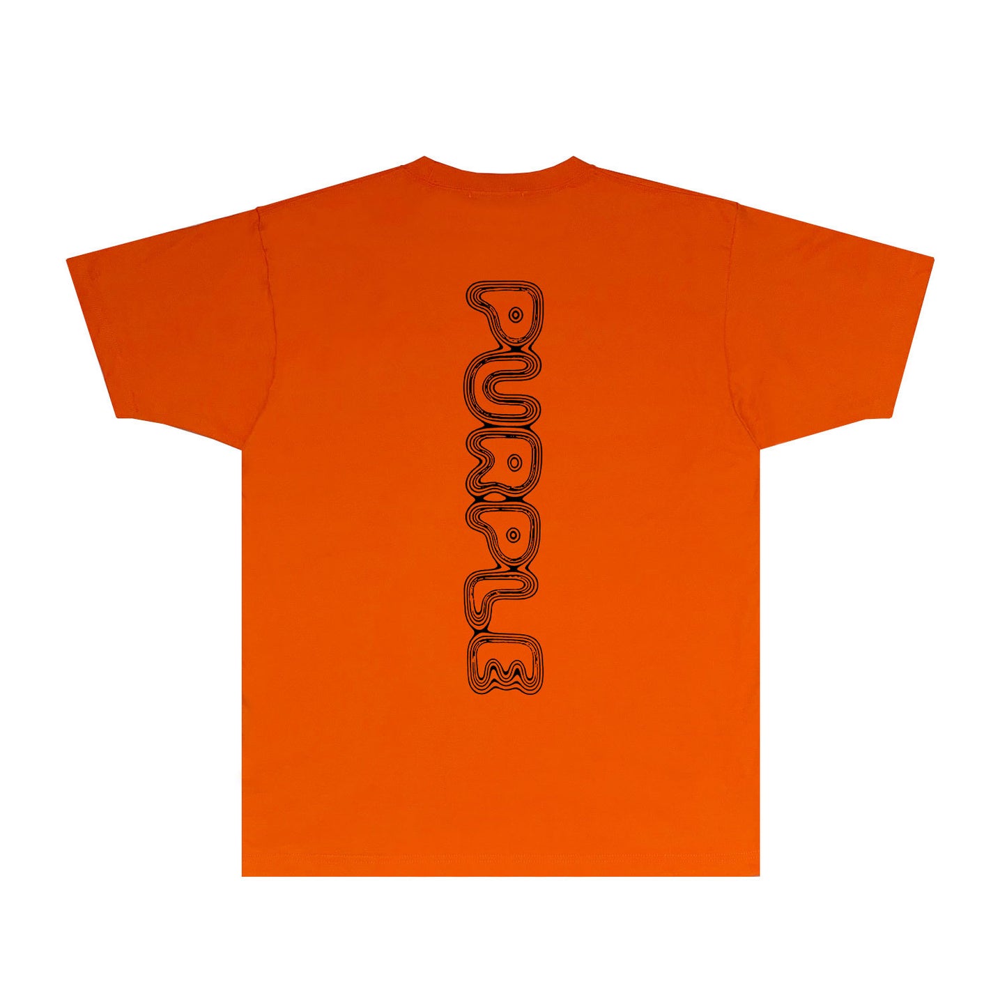 Purple Line Vertical Letter Graphic T-Shirt Short Sleeve Casual Streetwear Tee PUR076
