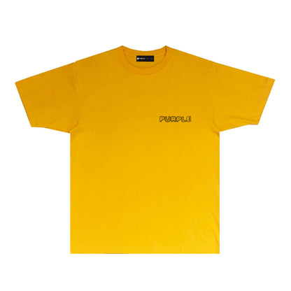Purple Line Vertical Letter Graphic T-Shirt Short Sleeve Casual Streetwear Tee PUR076