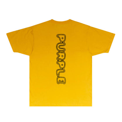 Purple Line Vertical Letter Graphic T-Shirt Short Sleeve Casual Streetwear Tee PUR076