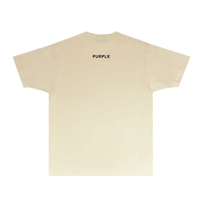 Purple Hollow P Letter Graphic T-Shirt Short Sleeve Casual Streetwear Tee PUR077