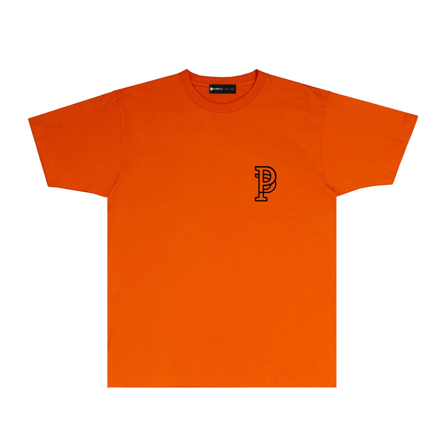 Purple Hollow P Letter Graphic T-Shirt Short Sleeve Casual Streetwear Tee PUR077