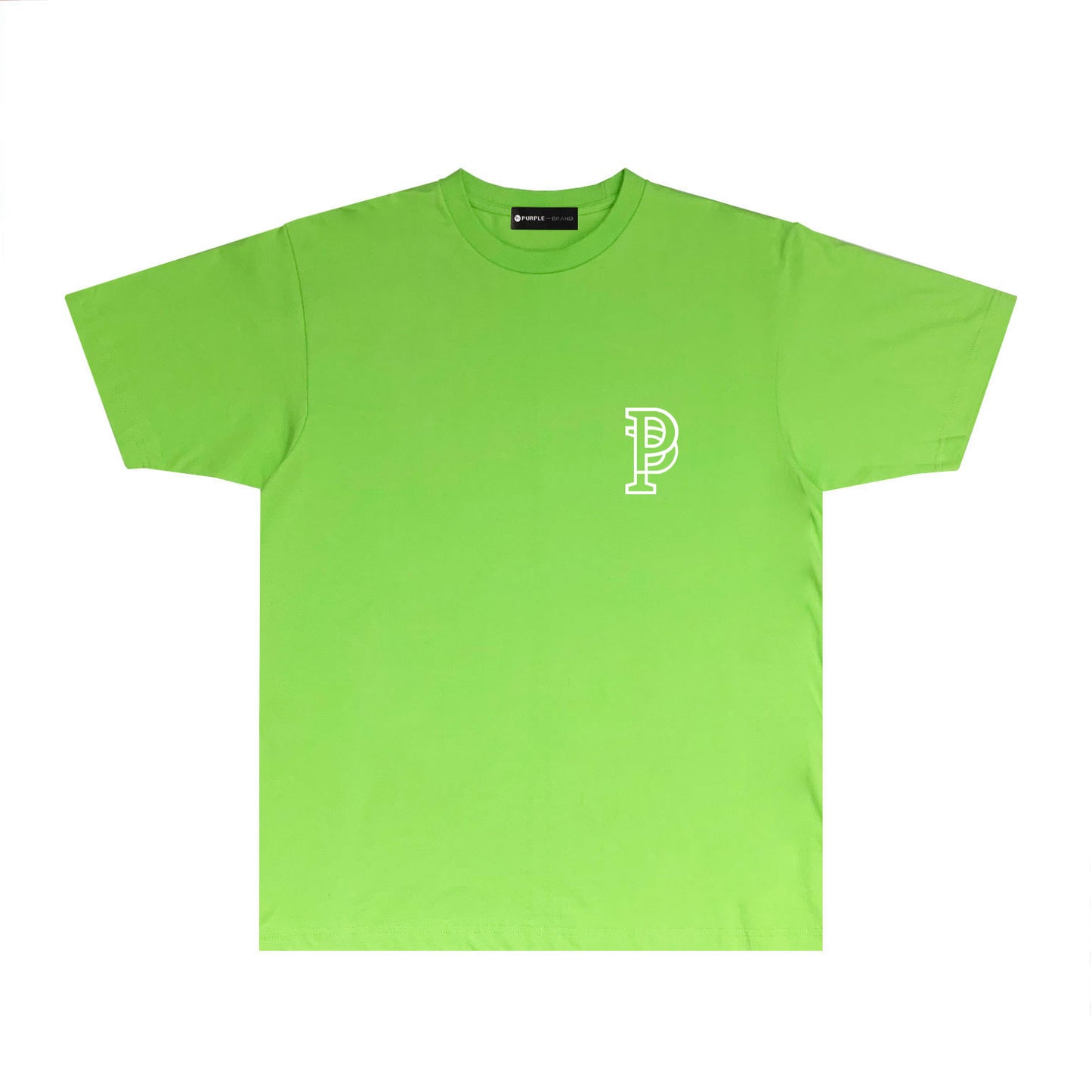 Purple Hollow P Letter Graphic T-Shirt Short Sleeve Casual Streetwear Tee PUR077